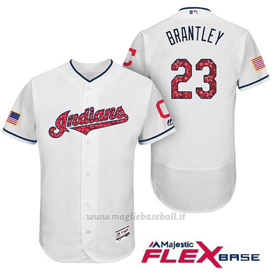 Maglia Baseball Uomo Cleveland Indians 2017 Estrellas y Rayas Michael Brantley Bianco Flex Base